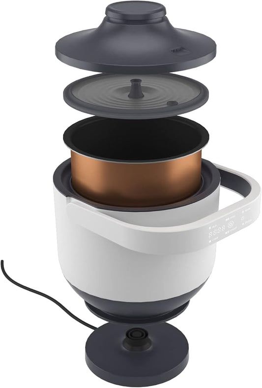 DesignNest PowerCooker Multi-cooker, Steamer, Auto Warmer, Fast Cooking, Portable Pot, Detachable Heating Base, 5 Cooking Models, Touch Control Panel, Soup, Rice, Stews, Oatmeal & Yogurt, White