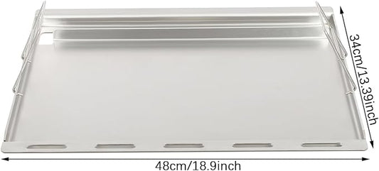 25" x 20" Stainless Steel Griddle Insert for Gas Grill, Flat Top Plate Insert with Grease Drain Hole and Removable Handles for Gas and Charcoal Grills, Camping and Parties