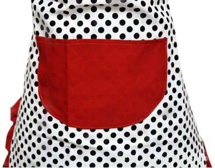Hyzrz Lovely Lady Dot Flirty Canvas Funny Apron Restaurant Kitchen Aprons for Women Girls with Pocket (Black)