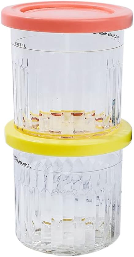 XL Family Size Ice Cream Pint Containers, Compatible with Ninja NC501 CREAMi Deluxe 11-in-1 Ice Cream & Frozen Treat Maker and model: NC500, NC501, NC501H, NC501HBL and NC501HGN. (Pink/Yellow)
