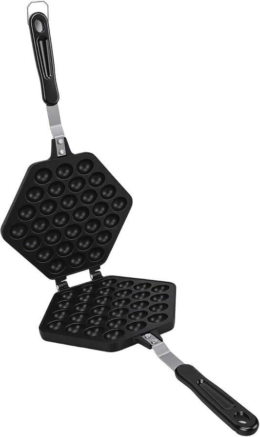 TOPINCN Bubble Waffle Pan, Double Sided Stovetop Bubble Waffle Maker with Anti Stick Coating and Anti Scald Handles, for Home Commercial Use