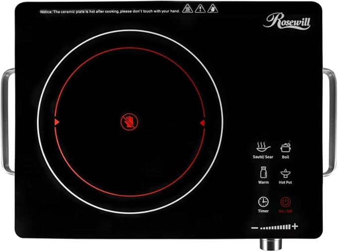 Rosewill 4.2QT Double Flavor Non-Sticking Shabu Shabu Hot Pot with Divider, 13 inch Divided Stockpot for Cooking, Hot Pot for Induction Cooktop & Gas Stove, Electric Burner - Beige