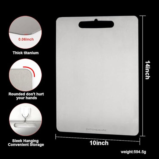 100% Pure Titanium Cutting Boards for Kitchen,2-in-1 Smooth Side & Textured Side For Cutting Meats, Double-sided Titanium Cutting Board Fruits And Vegetables, for Kitchen Outdoor Holiday Gifts(14*10)