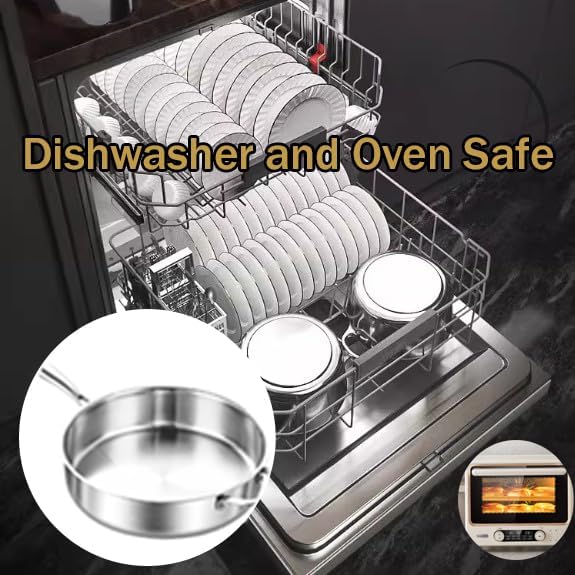 Toutrop Tri-Ply Stainless Steel 8 Quarts Sauté Pan with Lid,13 Inch Induction Deep Frying Pan,Large Skillet, Dishwasher And Oven Safe,Detachable Handle