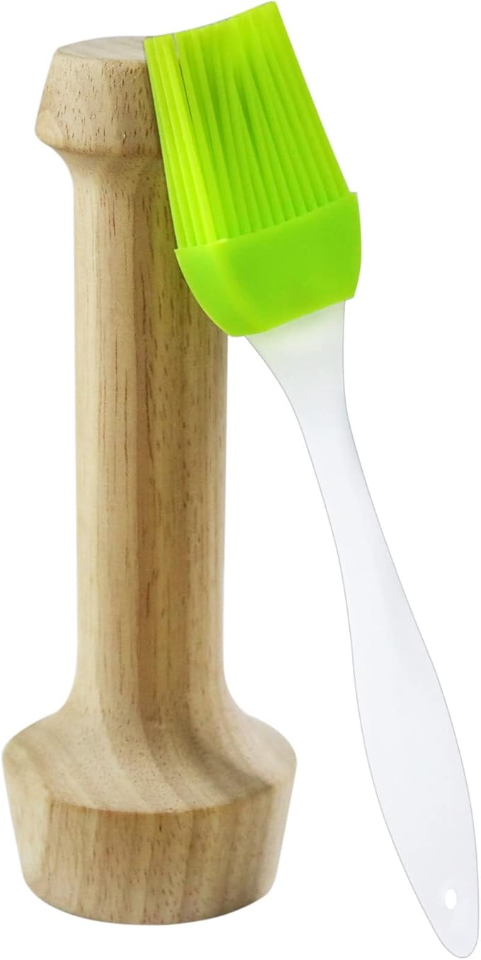 Anfu Tart Tamper Set, Wooden Molds Egg Tarts Tamper Pastry Tools for Mini Muffin Tins or Tart Pans, DIY Baking Shaping Kitchen Tool & Pastry Brush