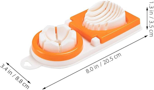 Toyvian Multifunctional Egg Slicer and Boiled Egg Cutter with Dual-head Design Orange Sturdy Kitchen Food Slicing Tool for Hard Boiled and Fruit Preparation