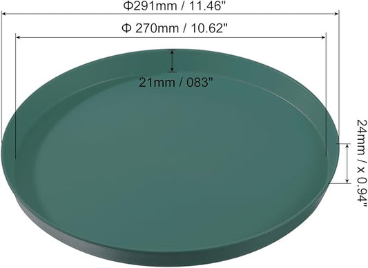 PATIKIL 11" Restaurant Serving Trays, 2 Pcs Round Non-Slip Food Service Tray Platter Reusable Plastic Fast Food Serving Tray for Bar Coffee Home Cafeteria Hotel, Dark Green