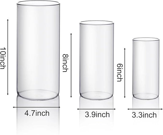 PHOSPHOR Hurricane Candle HoldersFor Pillar Candle Clear Glass Cylinder Centerpieces Vases Table Decoration Centerpiece Floral Room Decor Clear Seeded Bubbles Living Dining Kitchen 6 Pieces