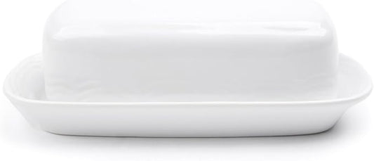 Fox Run Butter Dish, White Stoneware