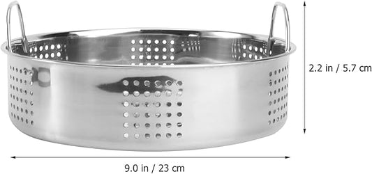 Hemoton Stainless Steel Steamer Basket 9-Inch Steaming Grid with Handle for Pot and Pressure Cooker Kitchen Steam Cooking Rack