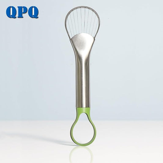 QPQ 2-in-1 Avocado Slicer & Pitter, Stainless Steel Kitchen Tool with Wire End for Scooping, Loop End for Pit Removal, Dishwasher Safe,Stainless Steel Avocado Slicer