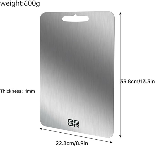 Thin Stainless Steel Cutting Board Sheet – Odor-Resistant, Hygienic & Dishwasher Safe – 14x10 Flat Steel Prep Surface for Meat, Fish, Vegetables – Durable & Non-Porous Kitchen Board