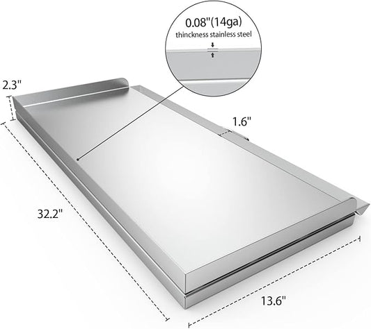 Stanbroil Cast Stainless Steel Replacement Cooking Griddle with Handle for Camp Chef SG60, Fits Camp Chef 14” 2 Burner Stove Cooking System and Other Similar Grills