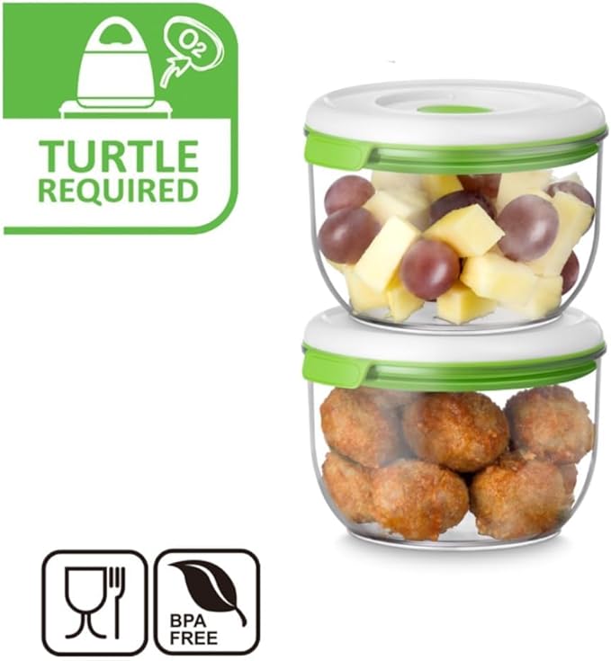 FOSA Vacuum Seal Food Storage System Reusable Medium Containers, 2 pack, 850ml size (Vacuum Pump not Included)