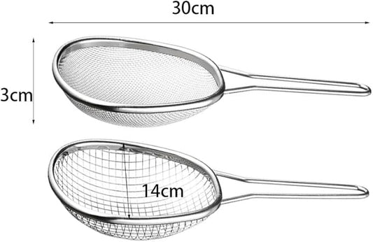 Stainless Steel Ladle Strainer for Cooking and Frying, Food Strainer Colander Stainless Steel Mesh Strainer Pasta Spaghetti Strainer Frying Spoon