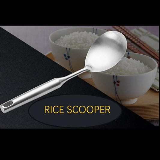 Rice Scooper Spoon Stainless Steel Paddle Serving Spatula Ladle Cooking Utensil for Restaurant and Home Kitchen Heat Proof Handle Durable 11.6 Inches