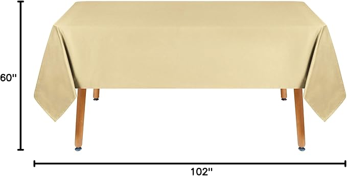 Obstal 210GSM Rectangle Table Cloth, Water Resistance Microfiber Tablecloth, Decorative Fabric Table Cover for Outdoor and Indoor Use (Champagne, 60 x 102 Inch)