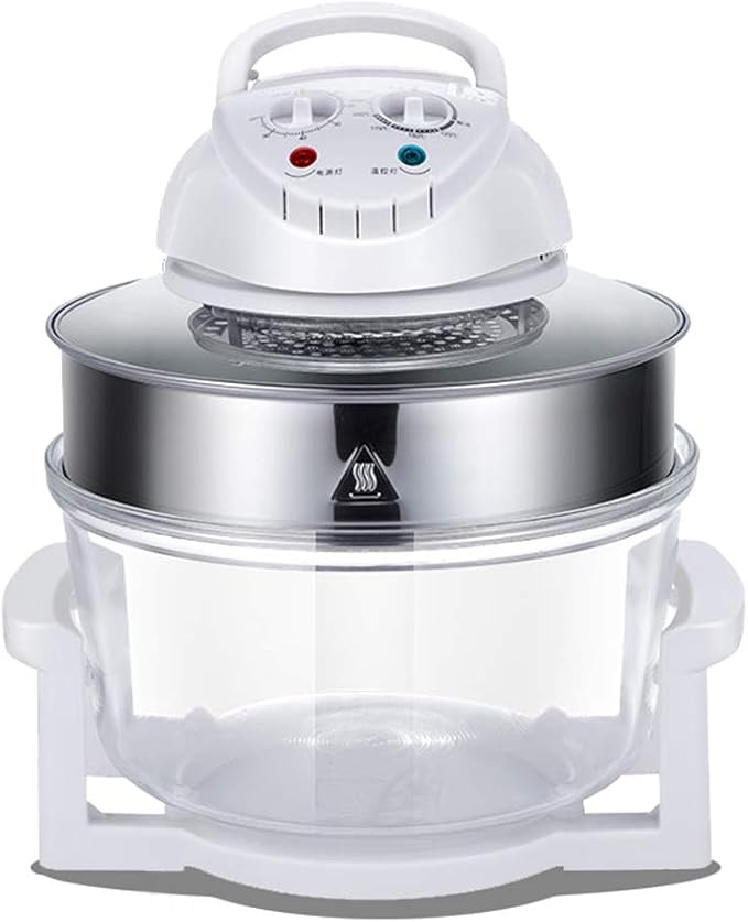18.5qt Extra Large Air Fryer, Infrared Convection, 1200w Glass Air Fryer Halogen Oven Cooker for Quick Easy Meals for Entire Family, Airfryer Oven for Healthier Crispy Foods, White Clear