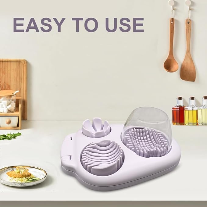 1 Pcs Heavy Duty Egg Slicer with 3 Cutting Modes, Stainless Steel Egg Cutter for Hard Boiled Eggs, Strawberry, Grape,Tomato. Mushroom, Kitchen Dicer Tool, Send Goods From Local Warehouse.