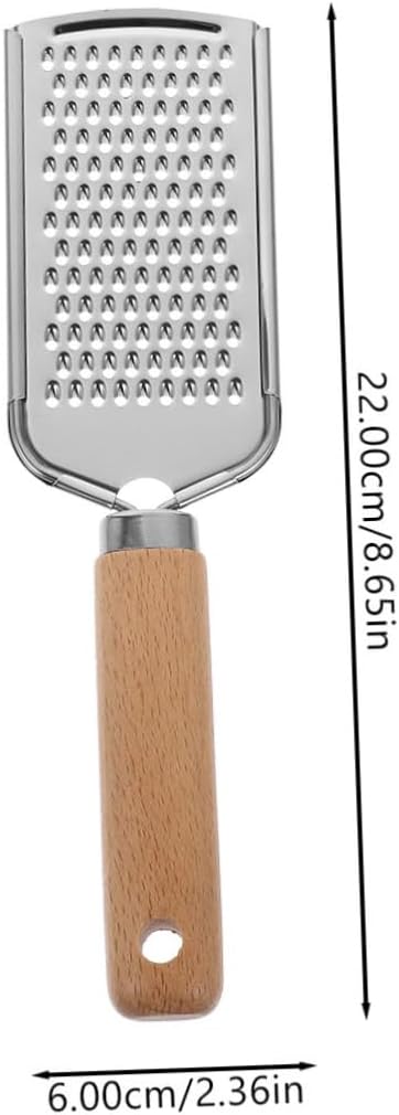 Ciieeo 1pc Stainless Steel Plane Grater with Non Slip Wood Handle for Easy Zesting of Fruits Vegetables Cheese and More Kitchen Gadget for Home and Restaurant Use Silver Blue