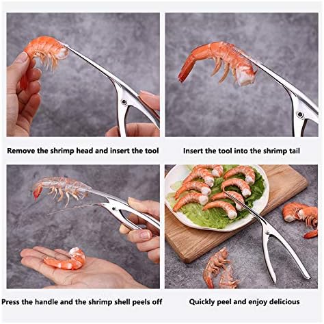 ELEDUCTMON Shrimp Deveiner Tool with Ergonomic Handle - 2-in-1 Prawn Cleaner & Seafood Peeler Knife for Kitchen, Restaurants, BBQ - Dishwasher Safe Shellfish Cleaning Tool