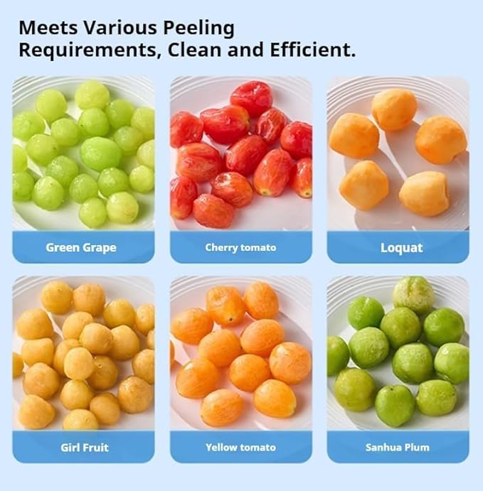 Vegetable Peeler,Automatic Potato Peeler Electric,Garlic Peeling Machine That Peels Fruit And Vegetables,Grape Peeling Machine for Grapes, Garlic, Tomato,Small Potato, Rechargeable Home (White)