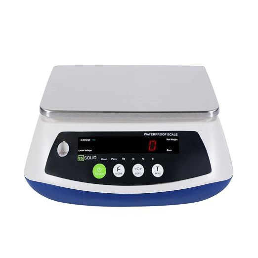 U.S. Solid IP68 Waterproof Bench Scale, 3 kg x 1 g (6.6 lb x 0.002 lb), Digital Food Scale for Aquatic Markets & Seafood Processing, Washable SS Platform Scale for Refrigerated Storage, Meat & Deli