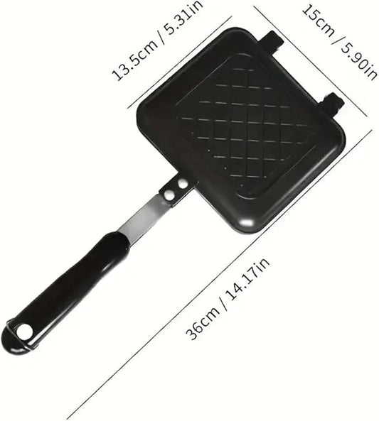 Sandwich Maker, Grilled Sandwich and Panini Maker Pan with Non-Stick Plates, Stovetop Toasted Sandwich Maker Aluminum Flip Pan for Home Kitchen, 5.9" L x 14.2" H