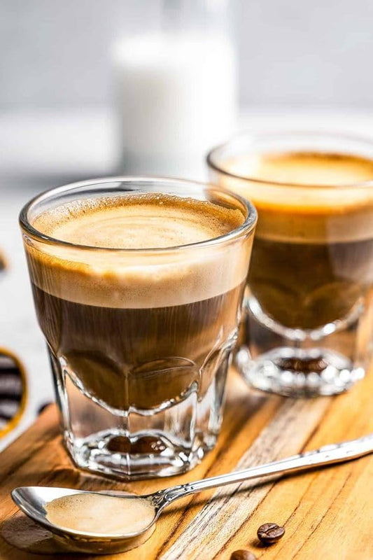 Necessia Premium Cortado Glasses 4.5oz – Set of 2, Heat-Treated Tempered Glass, Elegant Espresso Cups, Durable Barista-Grade Coffee Glassware