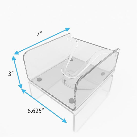 Clear Acrylic Gravity-Fed Napkin Holder with Weighted Arm, 6.5x6.5 Inch - SET OF 2, Keeps Napkins in Place for Home & Commercial Use
