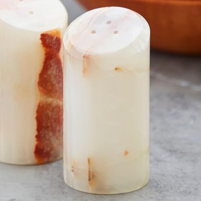 Pink Green Onyx Marble Stone Salt Pepper Shakers