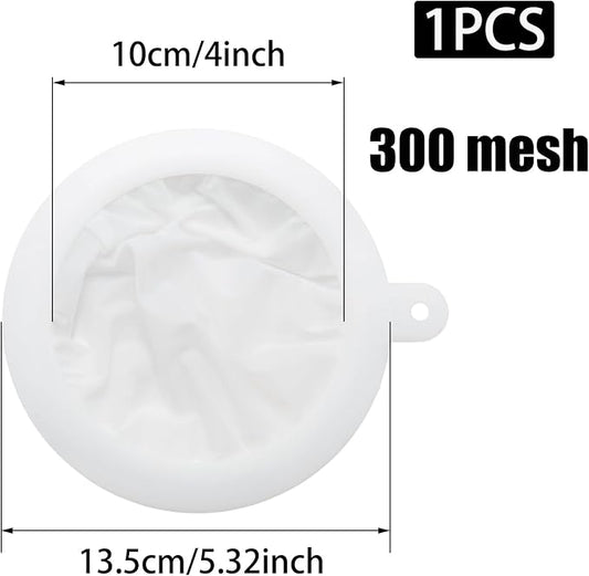 Pine & Linen 1pcs 13cm/5.12inch 300Mesh Fine Filter Strainer,Food Strainer Fine Meshs,Plastic Mesh Colander for Cooking Oil/Milk/Juice/Wine/Coffee