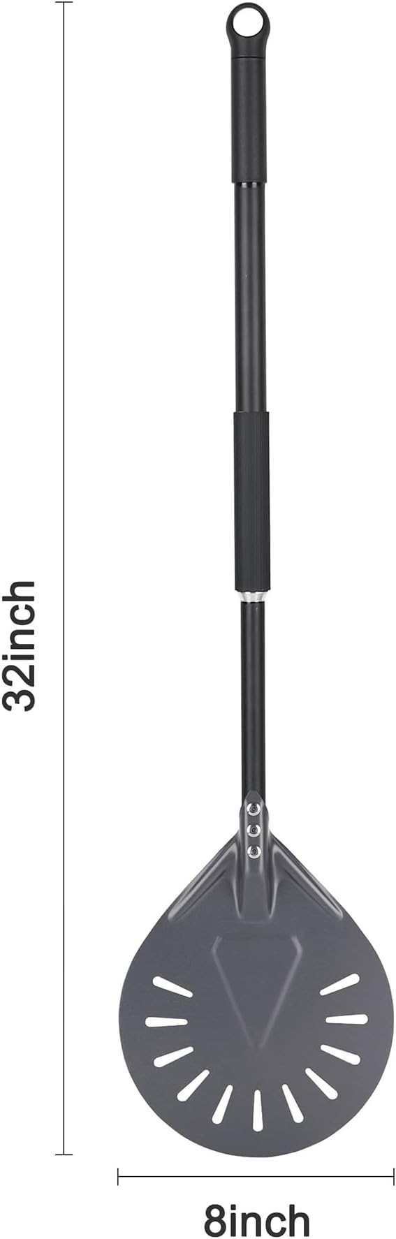 Newmeto Pizza Turning Peel - 8 Inch Aluminum Perforated Turner With 32 Inch Long Handle, Lightweight Metal Peel for Outdoor Oven Accessories