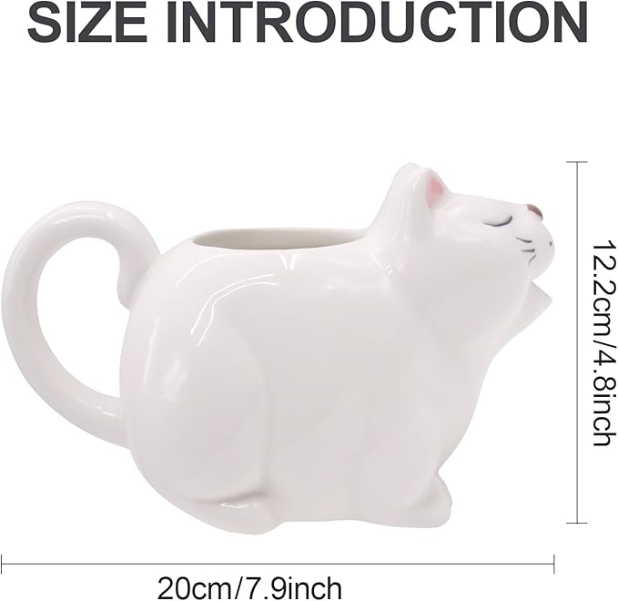 Large 23Oz Cat Gravy Boat,With Hand Painted White Fine Porcelain Saucier With Big Dripless Lip Spout |For Gravy, Warming Sauces, Salad Dressings, Milk, More Microwave & Freezer Safe
