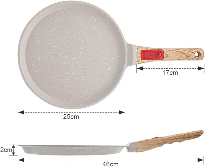 RANX INGST Non Stick Crepe Pan with Detachable Handle, 10 Inch Cast Aluminium Dosa Tawa Tortilla Pan, Pancake Pan Induction Compatible - White