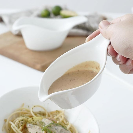 Sizikato 2pcs Bird-Shaped Pure White Porcelain Easy Pour Gravy Sauce Boat Creamer Pitcher. 5 Oz