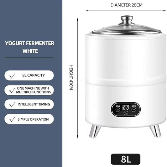 Commercial Yogurt Maker,Automatic Yogurt Fermentation Machine with Time and Temperature Control,Black Garlic Fermentation Machine, Sweet Rice Wine Maker for Home(8/12L) Black-8L