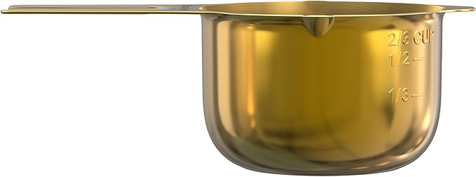 Color Up ⅔ Cup Measuring Cup (160 ml) – Premium Gold Stainless Steel, Accurate for Wet & Dry Ingredients, Embossed Markings, Easy-Pour Spouts, Dishwasher-Safe, Kitchen Essential