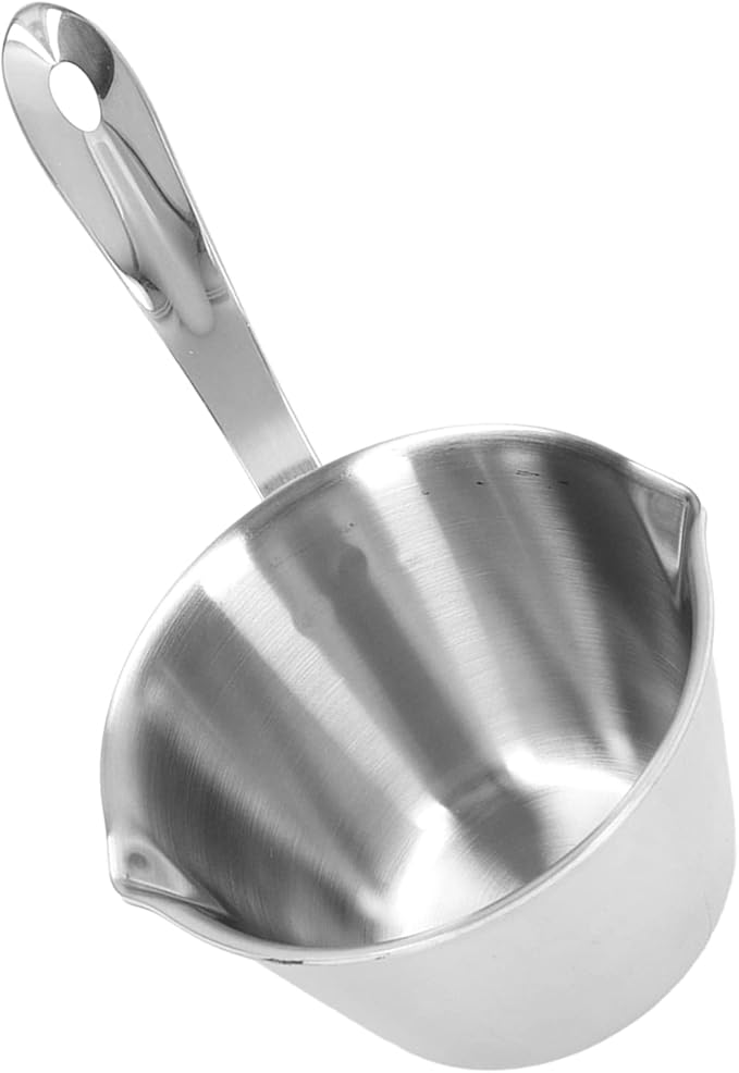 Jonlaki 304 Stainless Steel Milk Warmer Pot with Fast Heating, 2 Pour Spouts, Ideal for Melting, Chocolate, and Heating Sauces 200ML (200ML)