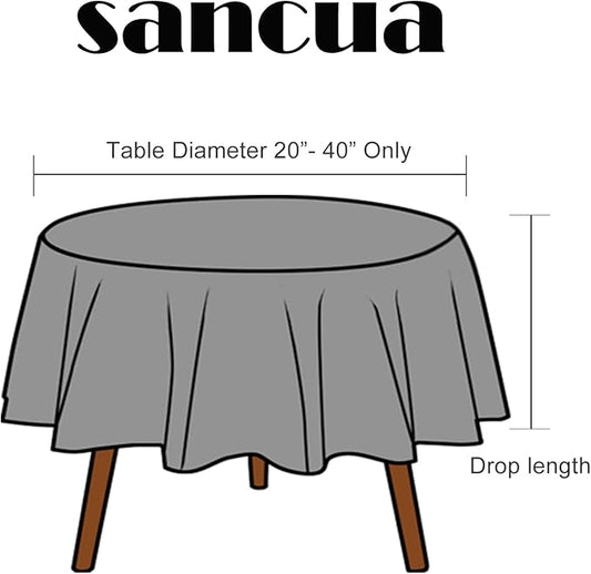 sancua Round Tablecloth - 60 Inch (Fits 20-48 Inch Tables), Water Resistant Spill Proof Washable Polyester Table Cloth Decorative Fabric Table Cover for Dining, Buffet Parties and Camping, Black