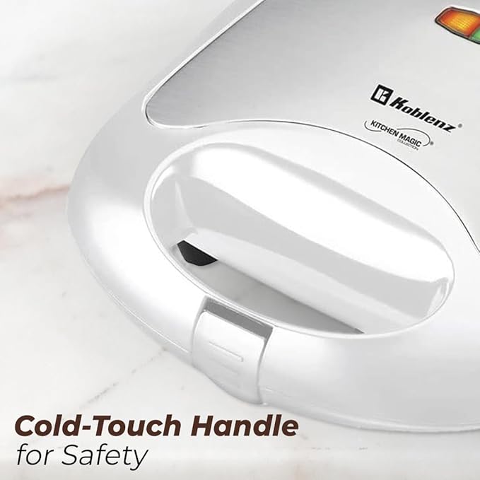 Sandwich Maker, Ideal for Making Sandwiches, Grill Cheeses, French Toast, and More, Non-Stick Sandwich Maker with Automatic Thermostat, 820-Watt Motor, Easy to Clean, White, SKM- 800 B