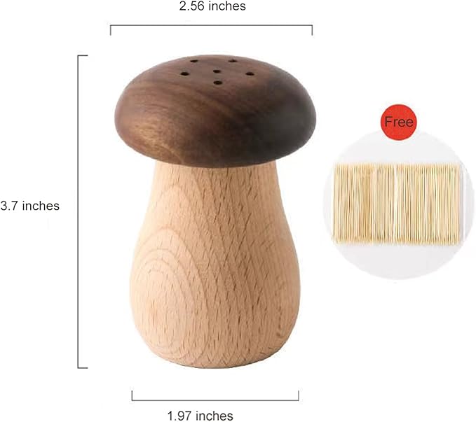 Toothpick Holder, Cute Mushroom Toothpick Dispenser,Wooden Toothpick Container for Kitchen Home Restaurant Dining Room Birthday Hostess Thanksgiving Christmas Gift for Friend Family Wood Decoration