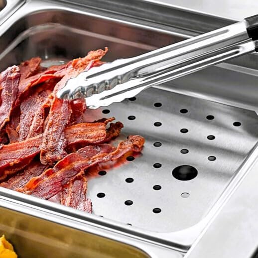 Stainless Steel Steam Table Pan False Bottoms – Hotel Pan Inserts with Drain Holes, Available in 1/4, 1/2, and Full Size | Keeps Food Elevated & Prevents Sogginess (4, Half Size (1/2 Size))