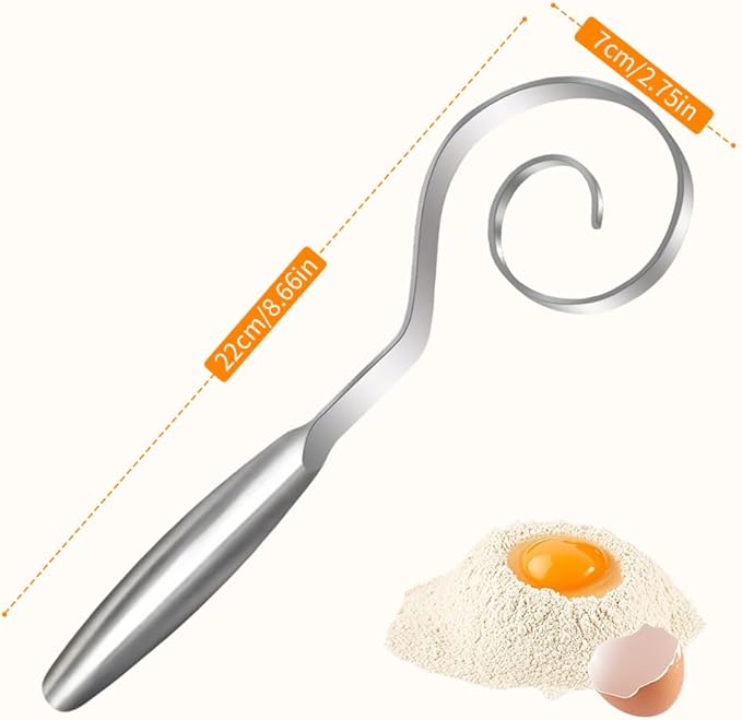 10In Seamless Dough Whisk, Stainless Steel Bread Dough Whisk Tool, Kitchen Gadgets for Sourdough Bread Baking, Whisking, Pizza, Pastry, Cake Batter, Biscuits, Easy to Clean (2Pcs)