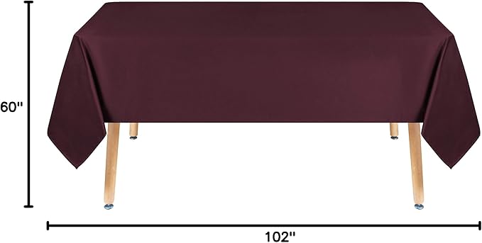 Obstal 210GSM Rectangle Burgundy Tablecloth, Christmas Decorations Table Cloth Waterproof, Table Cover Protector for Holiday Party Use (Burgundy,60 x 102 Inch)