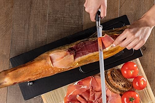 Arcos Knife/Ham Knife 12 Inch Nitrum Stainless Steel and 300 mm blade. Ergonomic Polyoxymethylene POM Handle.Series Riviera. Elegant design, along with the comfort of its handle. Color Black