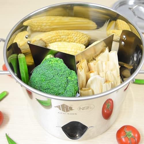 ARC 20QT Stainless Steel Tamale Steamer Pot w/Easy-fill Water Spout, Seafood Crab Steam with Divider and Steamer Rack, 5 Gallon