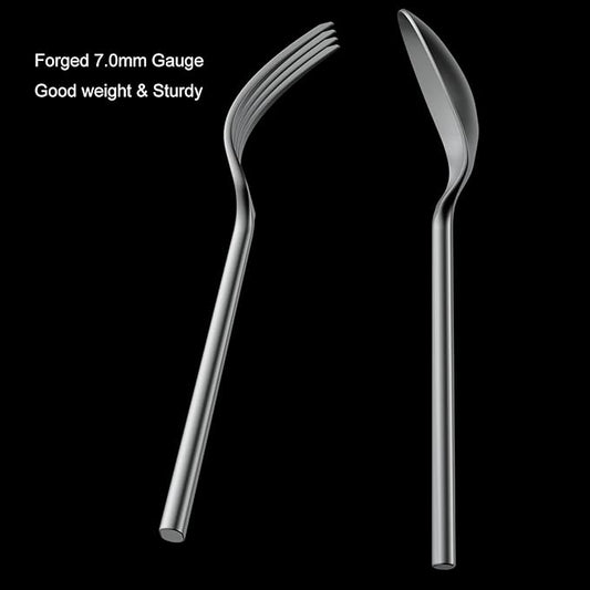 Alata Potter 20-Piece Forged Silverware Set, Service for 4 – Premium Stainless Steel Flatware Set, Modern Design with Satin Finish, Ideal for Home, Kitchen, Party, Camping