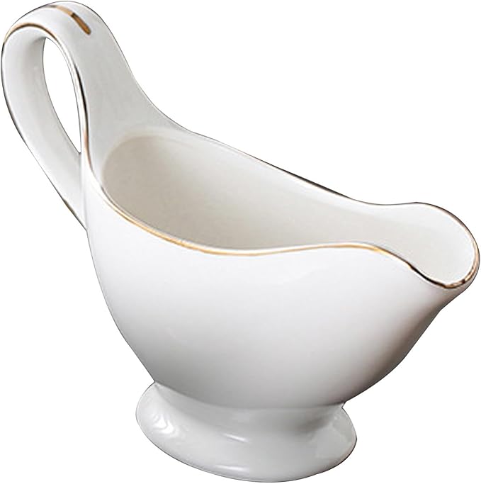 Ceramic Gravy Boat Ceramic Creamer Pitcher Gravy Sauce Boat Sauce Cup Milk Creamer Jug Porcelain Containers Kitchen Supplies (300ml)