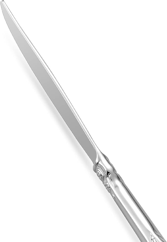 KEAWELL Gorgeous Dinner Knife, Set of 4, 18/10 Stainless Steel, Mirror Polished, Luxury Dinner Knife Set. (Silver)